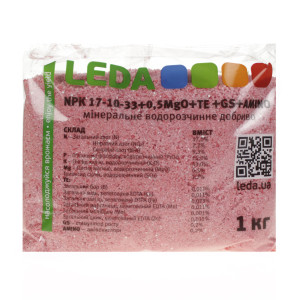 Удобрение Леда | Leda NPK 17-10-33 + 0,5 MgO+TE+GS+AMINO 1 кг